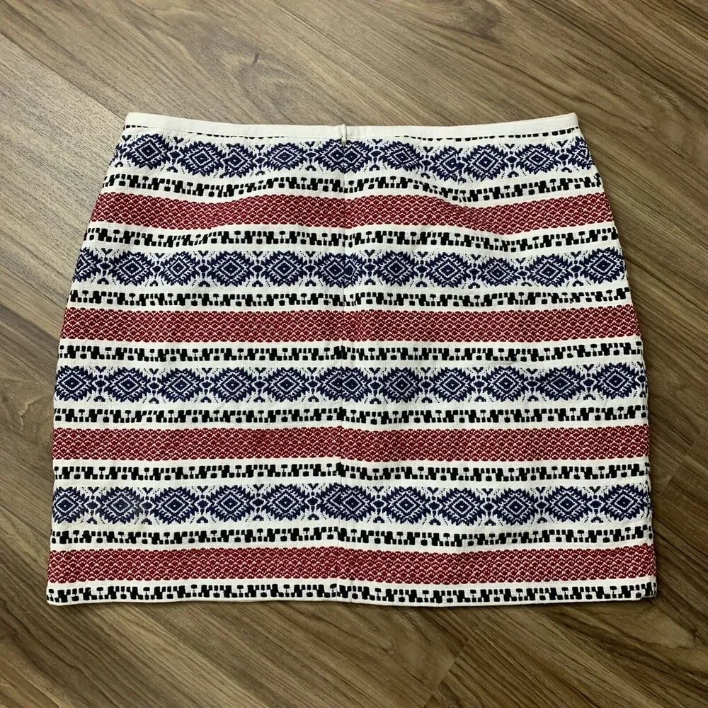 Madewell Size 10 Mini Skirt Jacquard Gamine Embroidered Striped Detail Lined‎